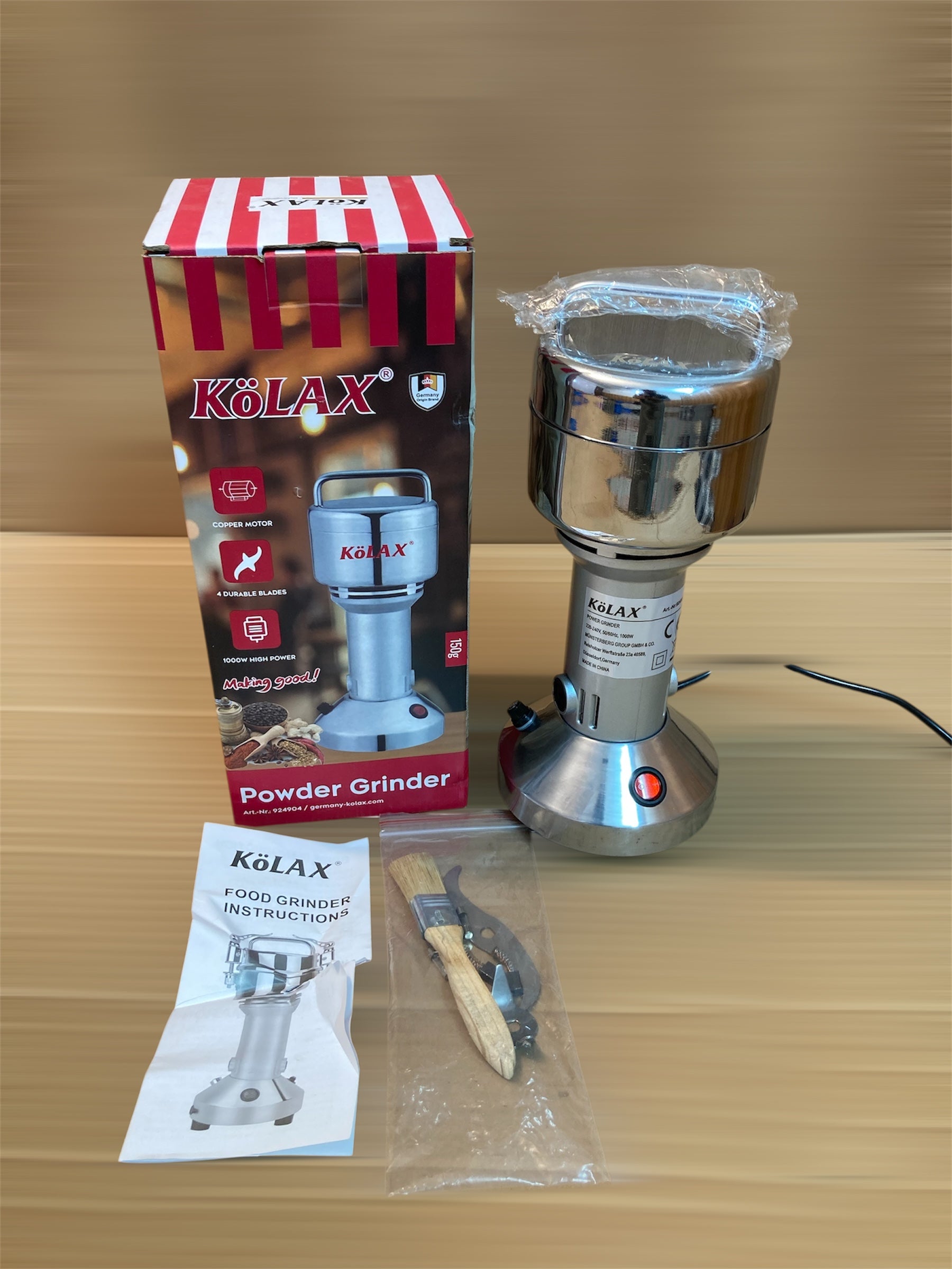 KoLAX Germany Stainless Steel Heavy Grain Mill Grinder 1000W