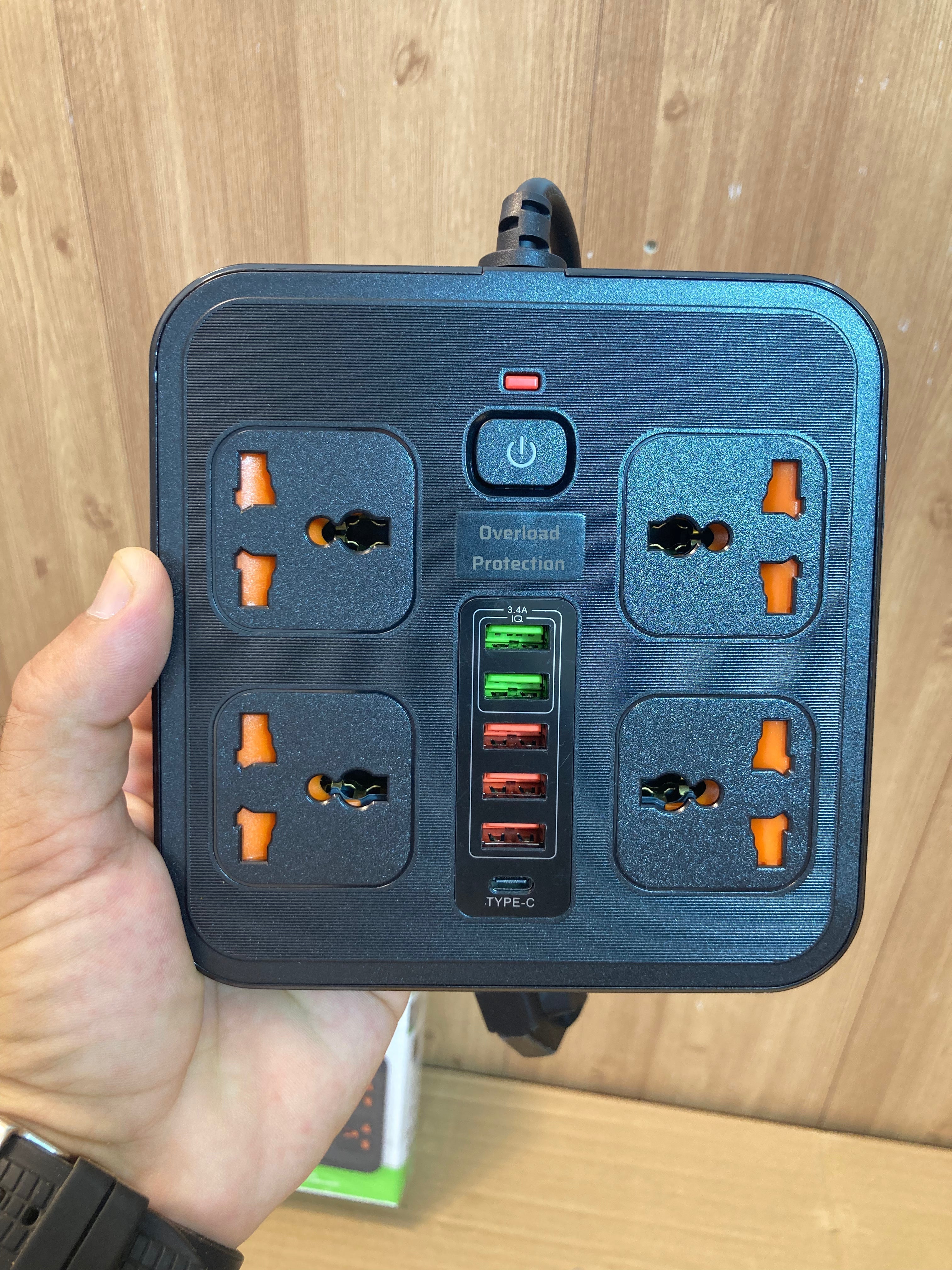 3000W Power Extension 4 Universal Socket+ 5 USB+ 1 Type-C Port BKL-666
