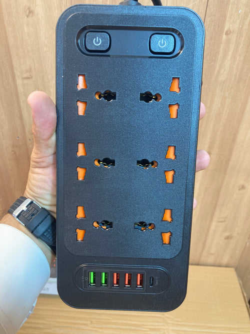 3000W Power Extension 6 Universal Socket+ 5 USB+ 1 Type-C Port