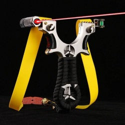 Powerful Slingshot High Quality Alloy for Hunting on Just Hunters (1 SLING SHOT , 2 RUBBER , LASER, LEVEL , STEELBALL  )