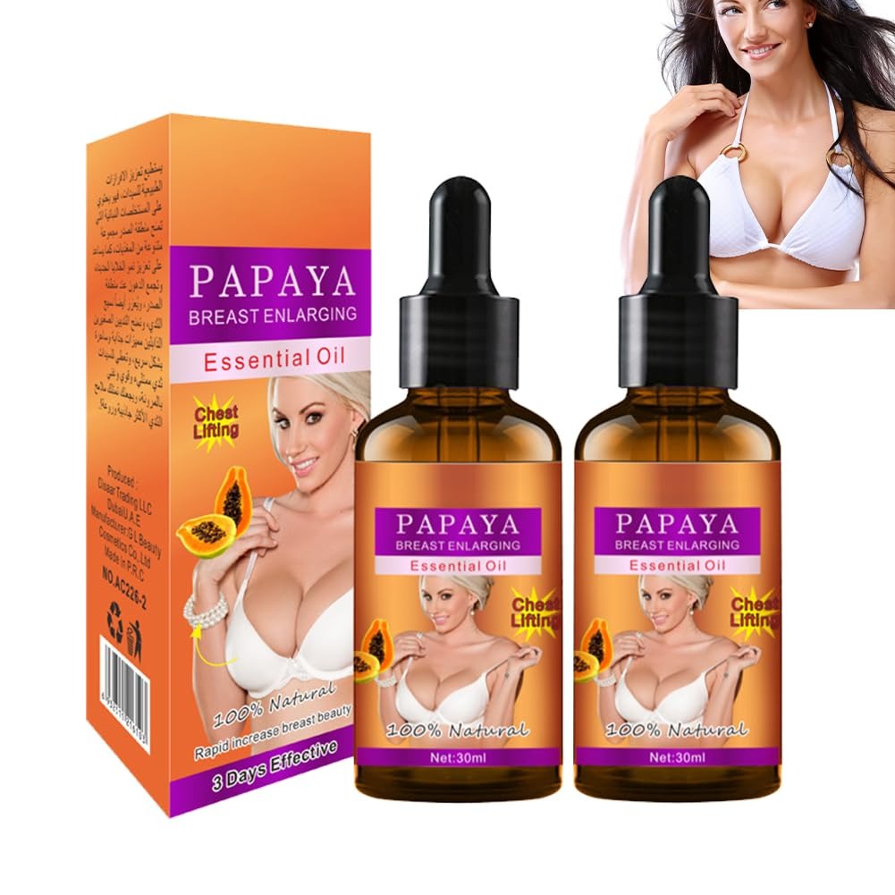 Breast Enhancement Essential Oil, 30ml Papaya Breast Enlargement Cream for Firming,Plumping,Lifting and Nourishing,Women Bust Plumping Oil,Bust Organic Papaya Enlargement Serum